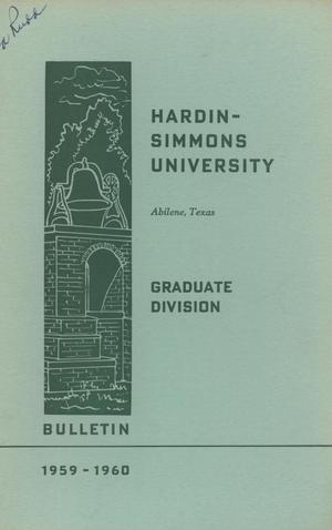 Primary view of object titled '[Catalog of Hardin-Simmons University, 1959-1960 Graduate Division]'.
