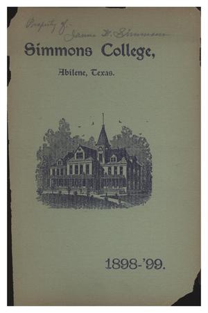 Primary view of object titled 'Catalogue of Simmons College, 1898-1899'.