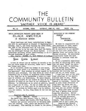Primary view of object titled 'The Community Bulletin (Abilene, Texas), No. 44, Saturday, June 29, 1968'.