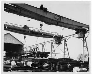 Primary view of object titled '[Preparation of railcars for transportation]'.