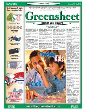 Primary view of object titled 'The Greensheet (Dallas, Tex.), Vol. 31, No. 281, Ed. 1 Wednesday, January 16, 2008'.