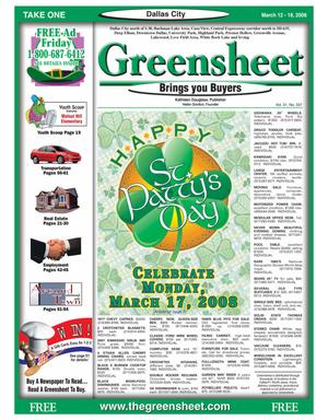 Primary view of object titled 'The Greensheet (Dallas, Tex.), Vol. 31, No. 337, Ed. 1 Wednesday, March 12, 2008'.