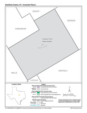 Primary view of object titled '2007 Economic Census Map: Hamilton County, Texas - Economic Places'.
