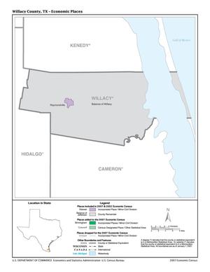 Primary view of object titled '2007 Economic Census Map: Willacy County, Texas - Economic Places'.