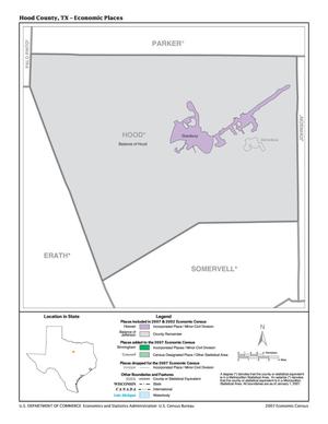 Primary view of object titled '2007 Economic Census Map: Hood County, Texas - Economic Places'.