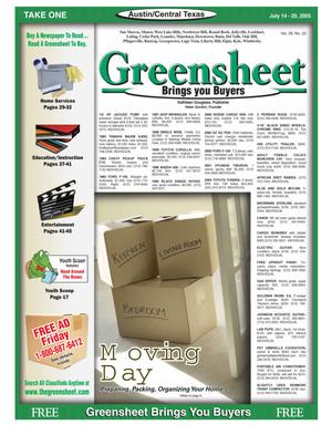 Primary view of object titled 'The Greensheet (Austin, Tex.), Vol. 28, No. 22, Ed. 1 Thursday, July 14, 2005'.
