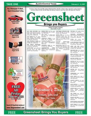 Primary view of object titled 'The Greensheet (Austin, Tex.), Vol. 29, No. 52, Ed. 1 Thursday, February 8, 2007'.