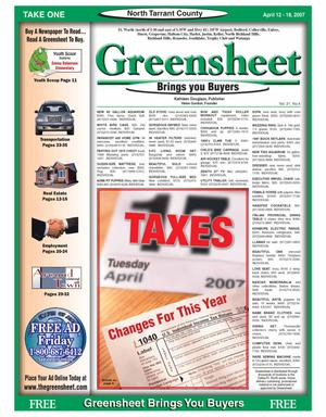 Primary view of object titled 'The Greensheet (Fort Worth, Tex.), Vol. 31, No. 4, Ed. 1 Thursday, April 12, 2007'.