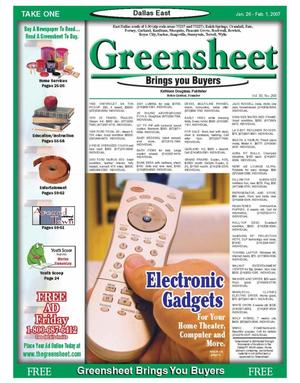 Primary view of object titled 'The Greensheet (Dallas, Tex.), Vol. 30, No. 293, Ed. 1 Friday, January 26, 2007'.