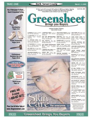Primary view of object titled 'The Greensheet (Fort Worth, Tex.), Vol. 28, No. 309, Ed. 1 Thursday, March 3, 2005'.