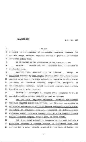 Primary view of object titled '83rd Texas Legislature, Regular Session, House Bill 949, Chapter 282'.