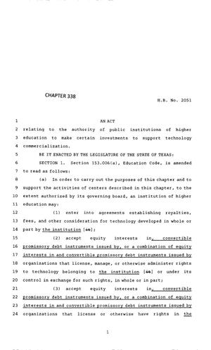 Primary view of object titled '83rd Texas Legislature, Regular Session, House Bill 2051, Chapter 338'.