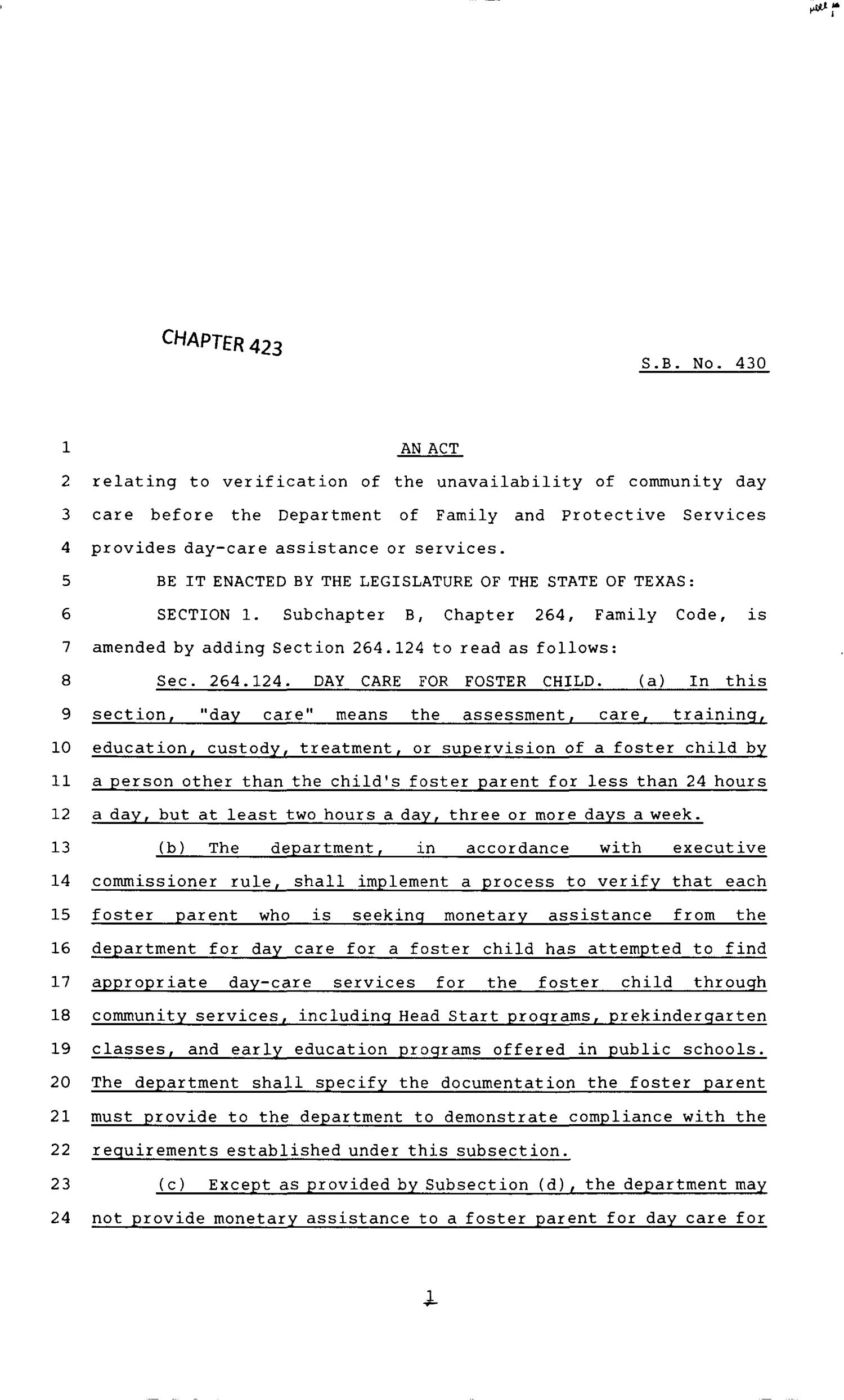 83rd Texas Legislature, Regular Session, Senate Bill 430, Chapter 423
                                                
                                                    [Sequence #]: 1 of 2
                                                