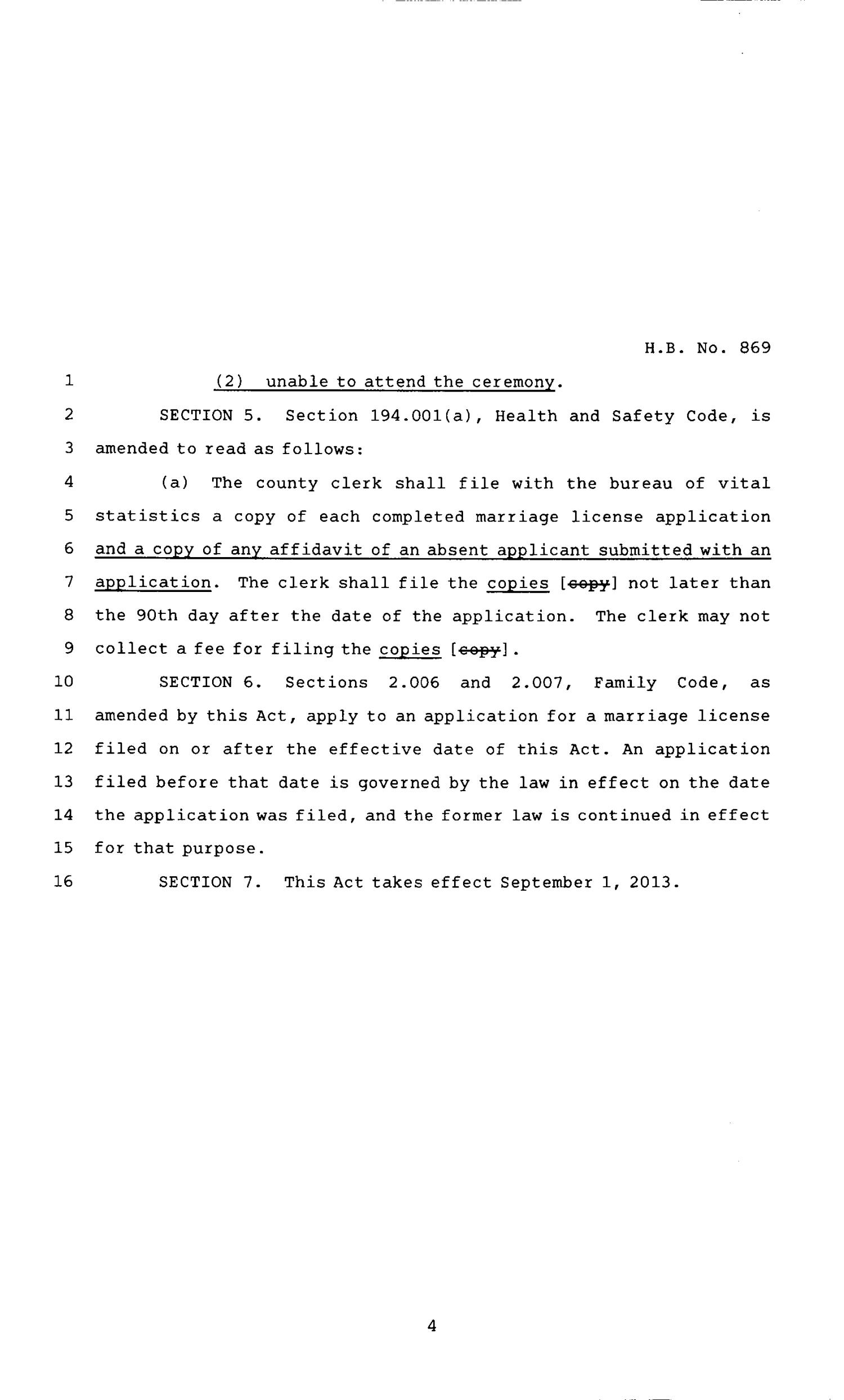 83rd Texas Legislature, Regular Session, House Bill 869, Chapter 650
                                                
                                                    [Sequence #]: 4 of 5
                                                
