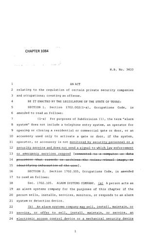 Primary view of object titled '83rd Texas Legislature, Regular Session, House Bill 3433, Chapter 1084'.
