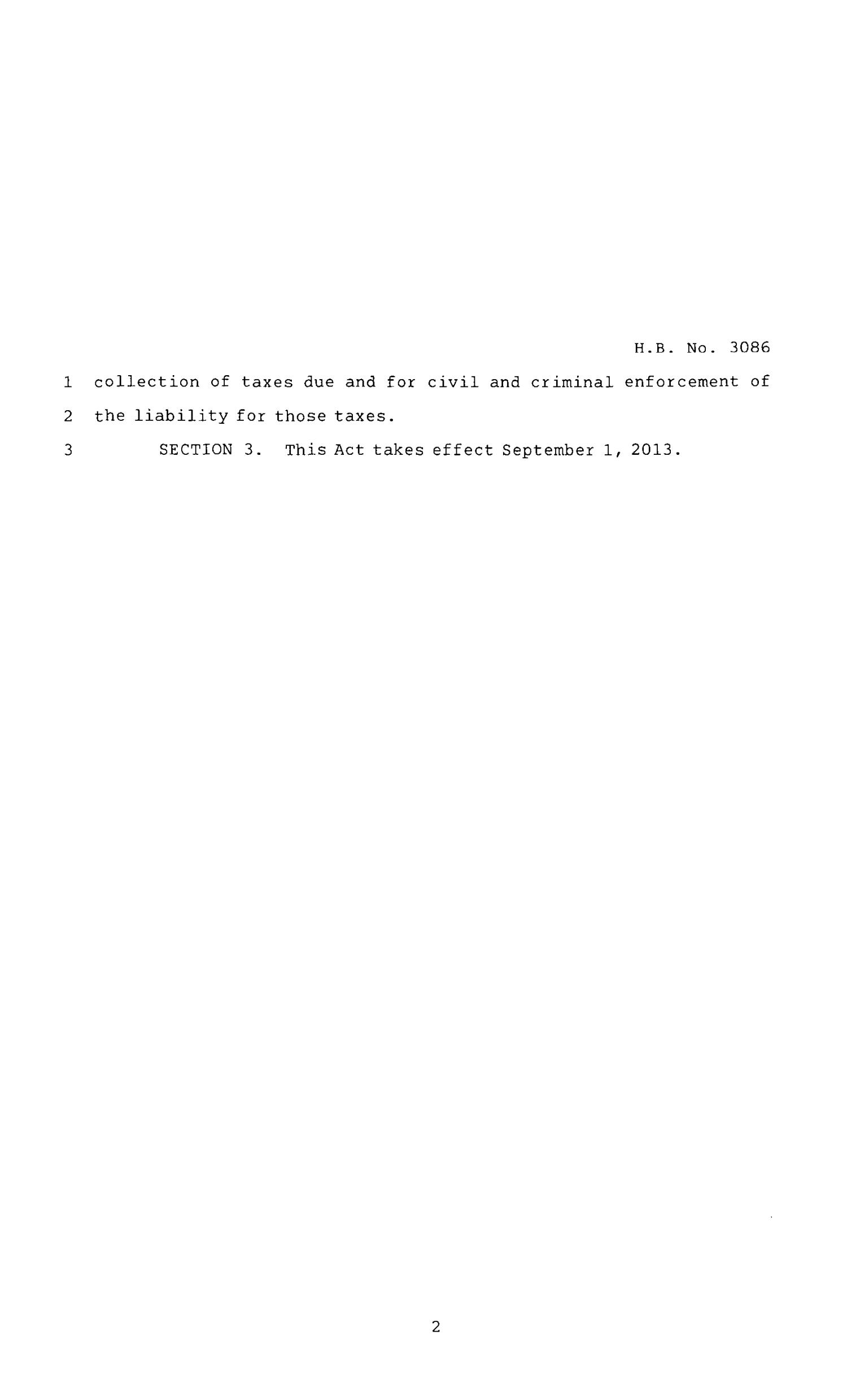 83rd Texas Legislature, Regular Session, House Bill 3086, Chapter 1050
                                                
                                                    [Sequence #]: 2 of 3
                                                