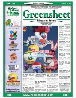 Primary view of object titled 'Greensheet (Dallas, Tex.), Vol. 32, No. 70, Ed. 1 Friday, June 13, 2008'.