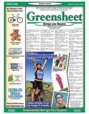 Primary view of object titled 'Greensheet (Dallas, Tex.), Vol. 30, No. 357, Ed. 1 Friday, March 30, 2007'.
