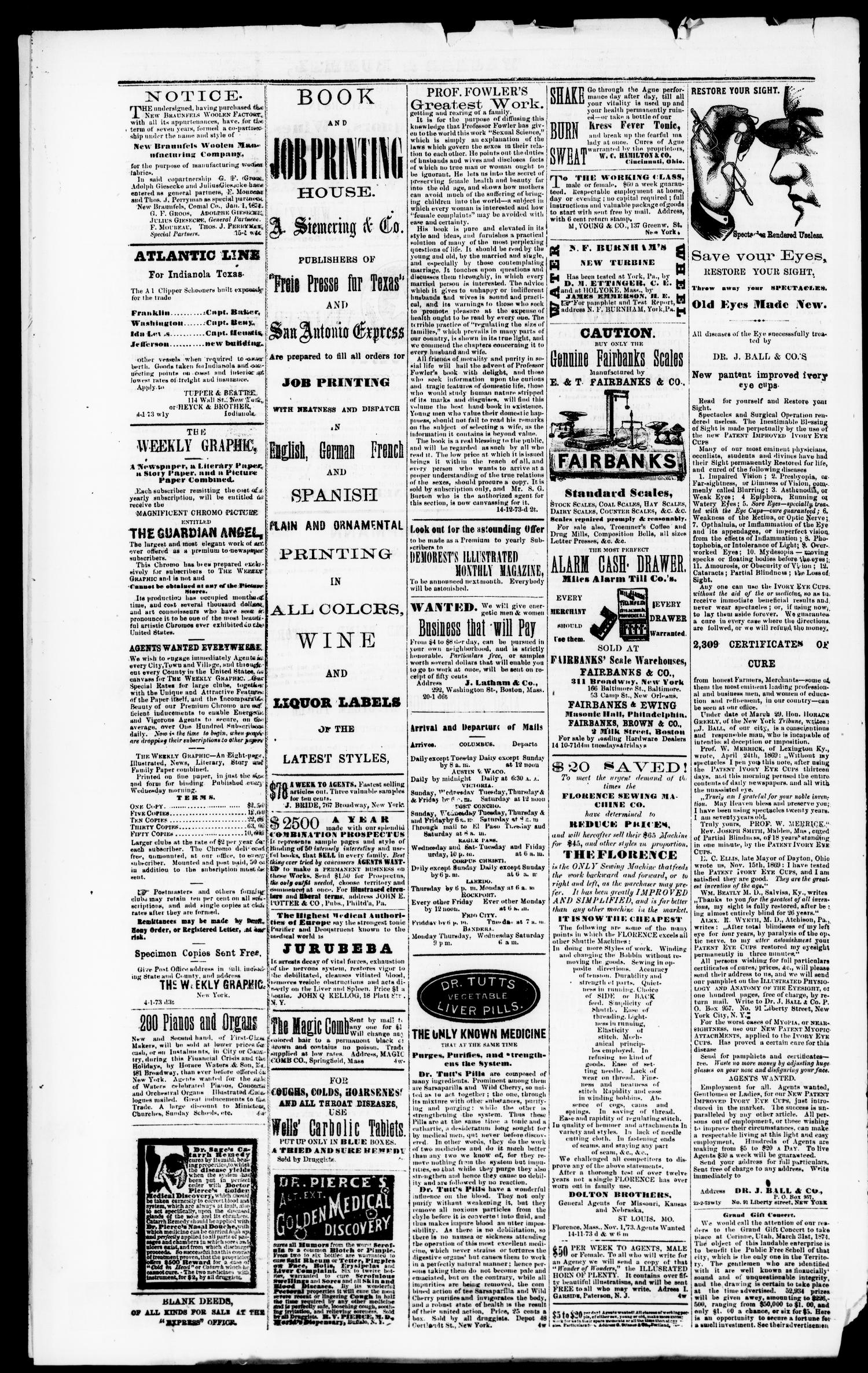 Daily Express. (San Antonio, Tex.), Vol. 8, No. 52, Ed. 1 Wednesday, March 4, 1874
                                                
                                                    [Sequence #]: 4 of 4
                                                