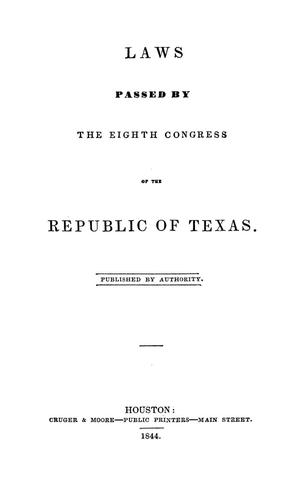 Primary view of object titled 'Laws Passed by the Eighth Congress of the Republic of Texas.'.