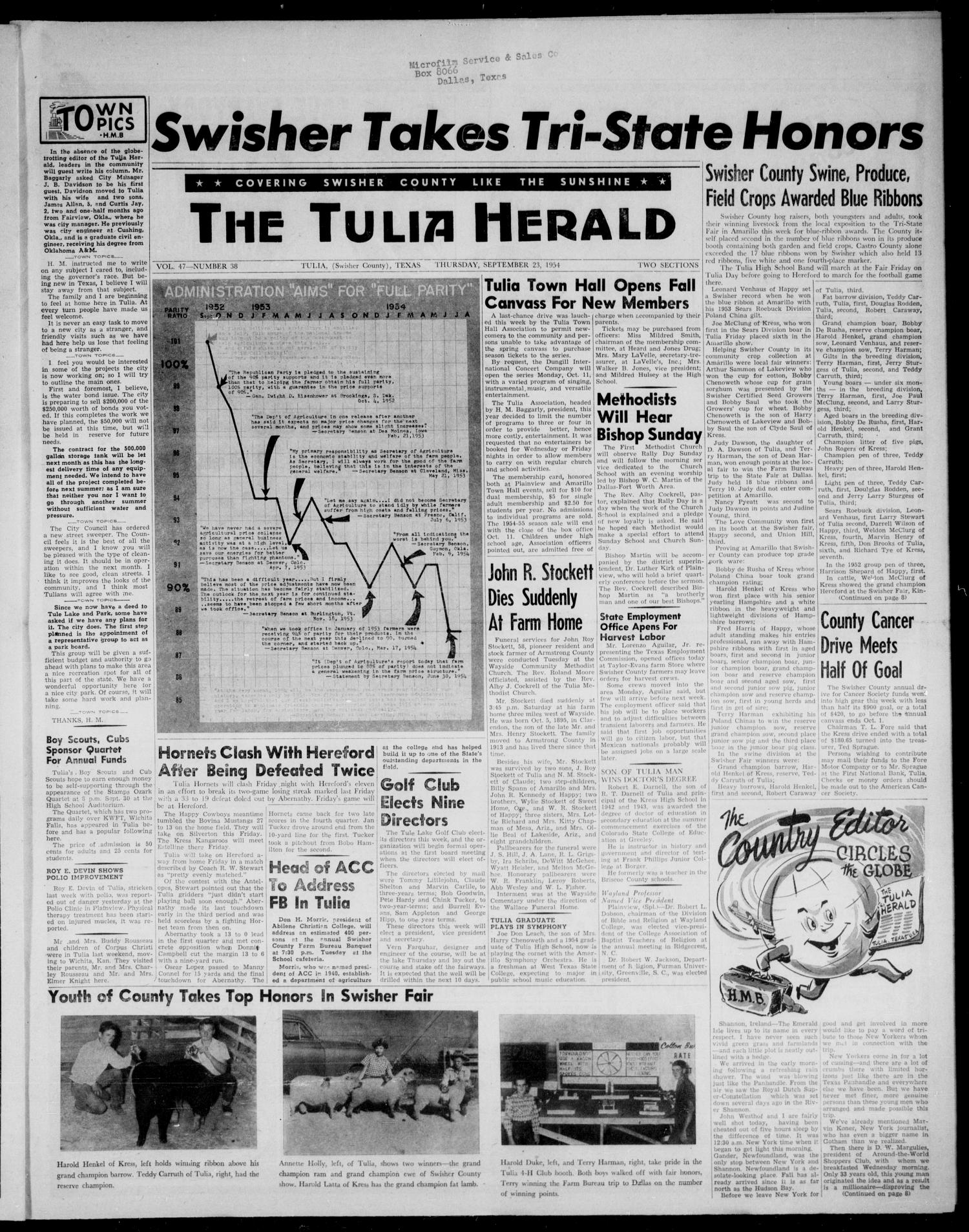 The Tulia Herald (Tulia, Tex), Vol. 47, No. 38, Ed. 1, Thursday, September 23, 1954
                                                
                                                    1
                                                