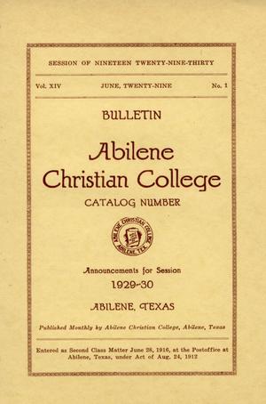 Primary view of object titled 'Catalog of Abilene Christian College, 1929-1930'.
