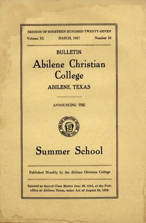 Primary view of object titled 'Catalog of Abilene Christian College, 1927'.