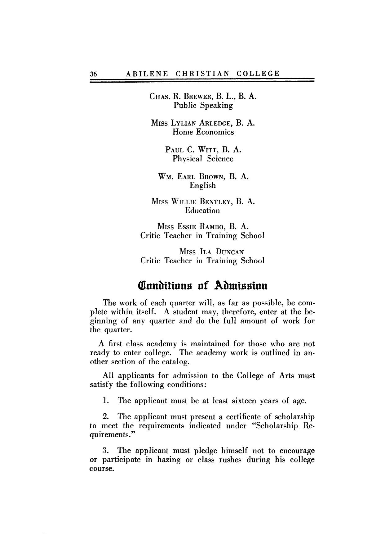 Catalog of Abilene Christian College, 1923-1924
                                                
                                                    36
                                                