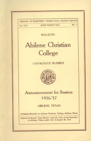 Primary view of object titled 'Catalog of Abilene Christian College, 1936-1937'.