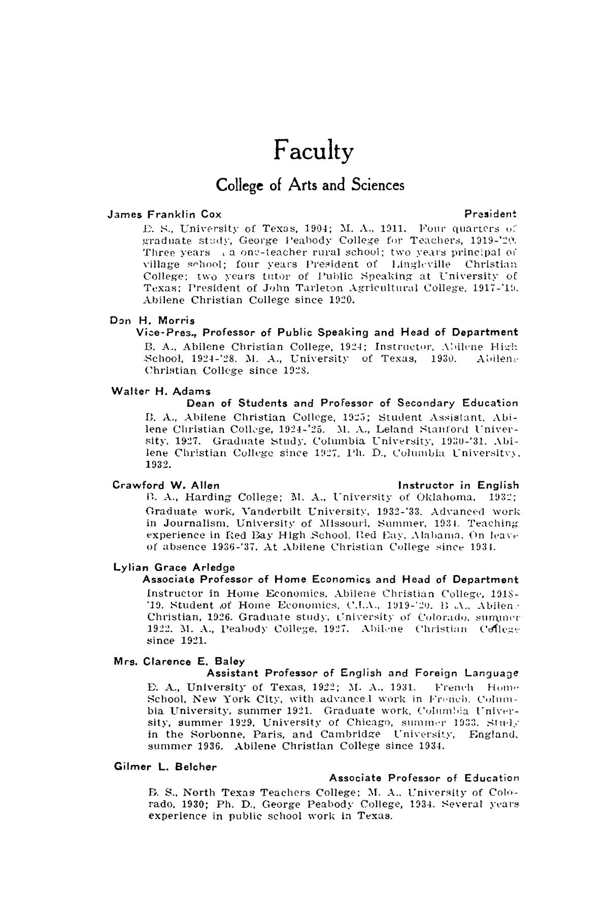 Catalog of Abilene Christian College, 1936-1937
                                                
                                                    6
                                                