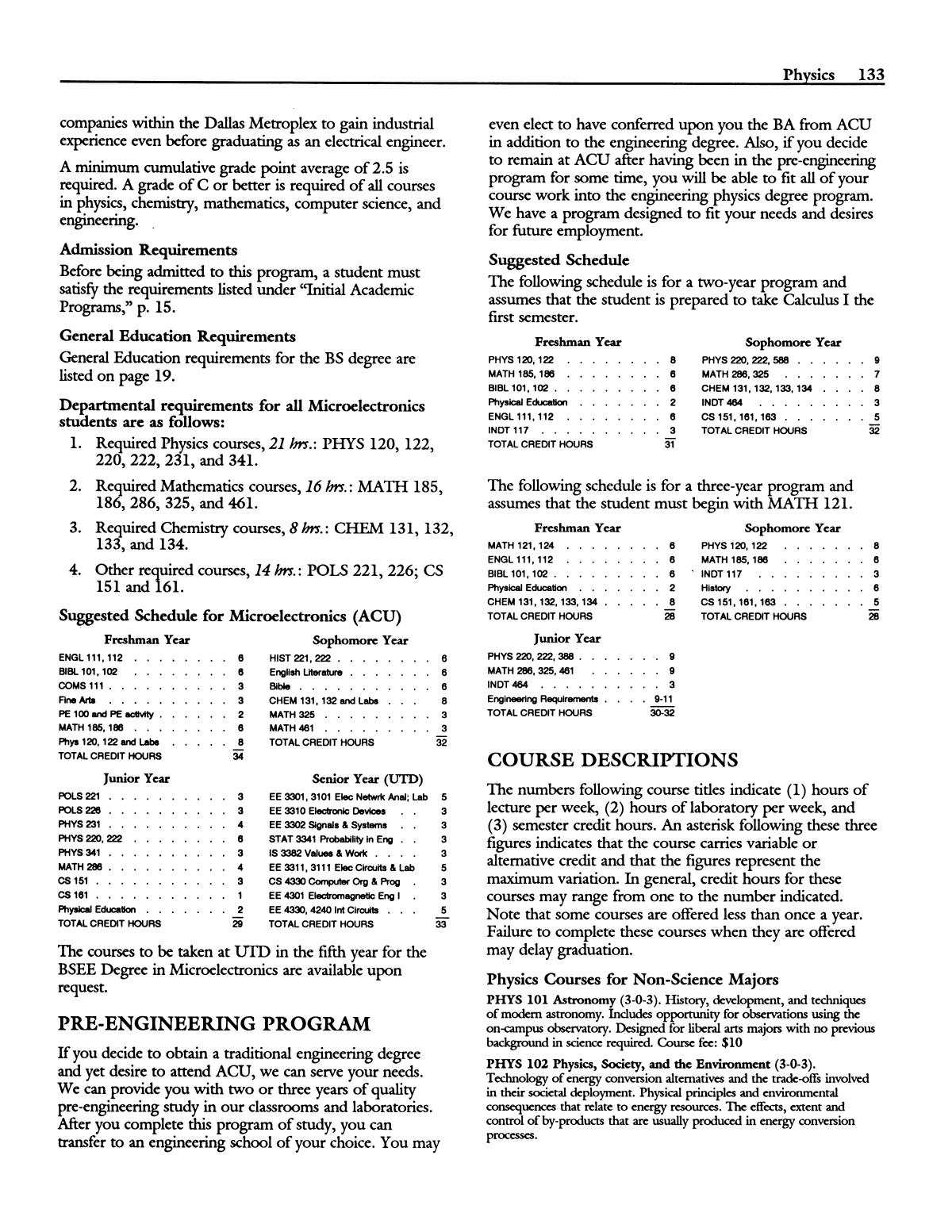 Catalog of Abilene Christian University, 1991-1992
                                                
                                                    133
                                                