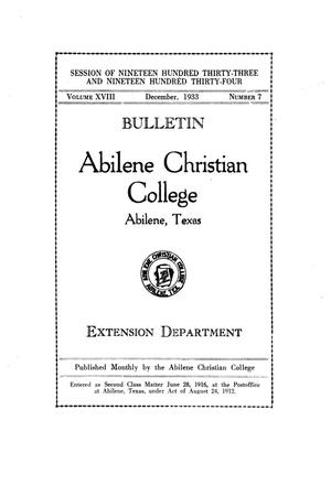 Primary view of object titled 'Catalog of Abilene Christian College, 1933-1934'.