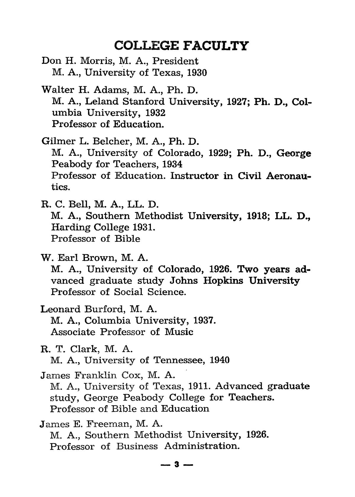 Catalog of Abilene Christian College, 1943
                                                
                                                    3
                                                