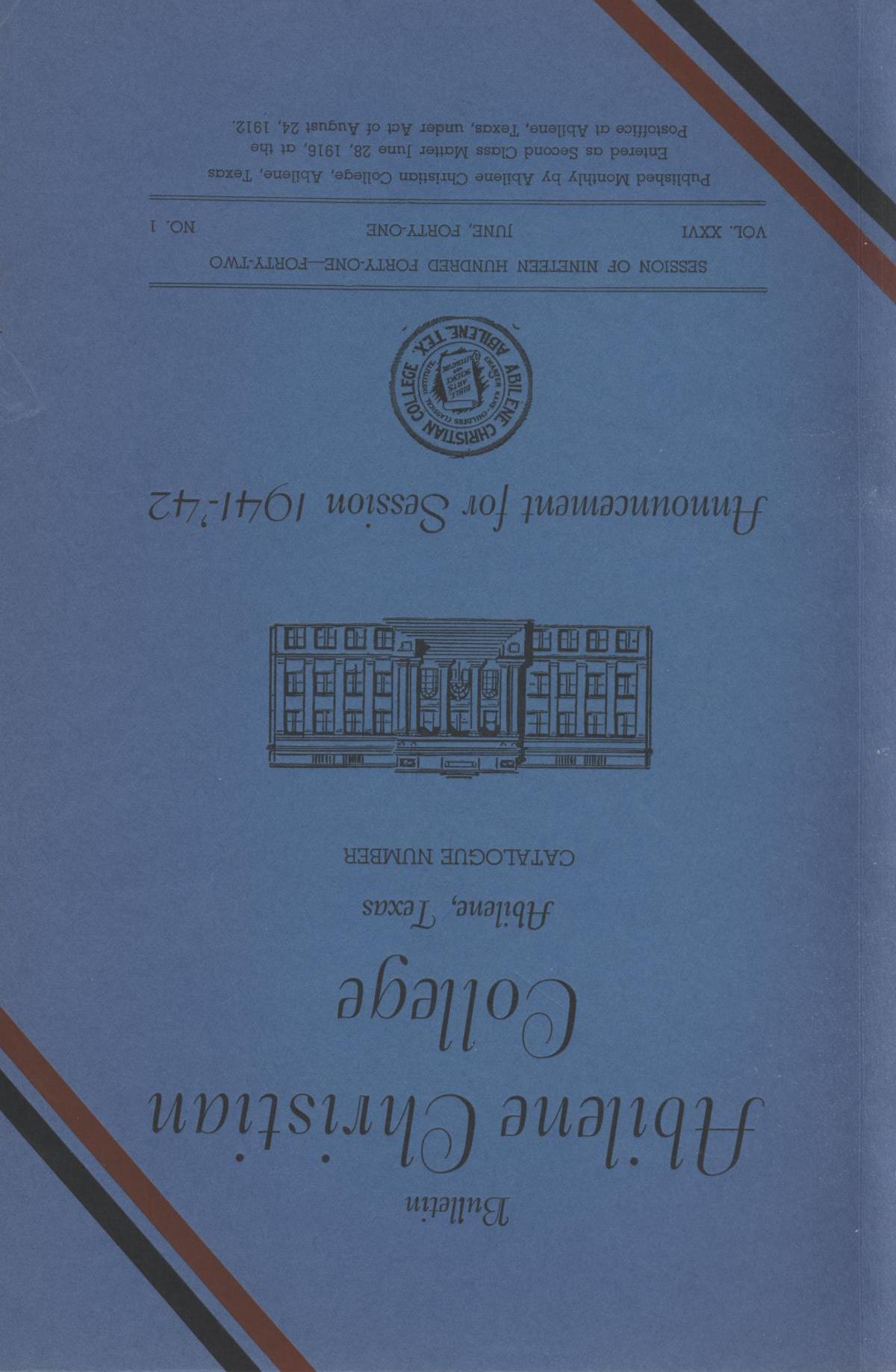 Catalog of Abilene Christian College, 1941-1942
                                                
                                                    Front Cover
                                                