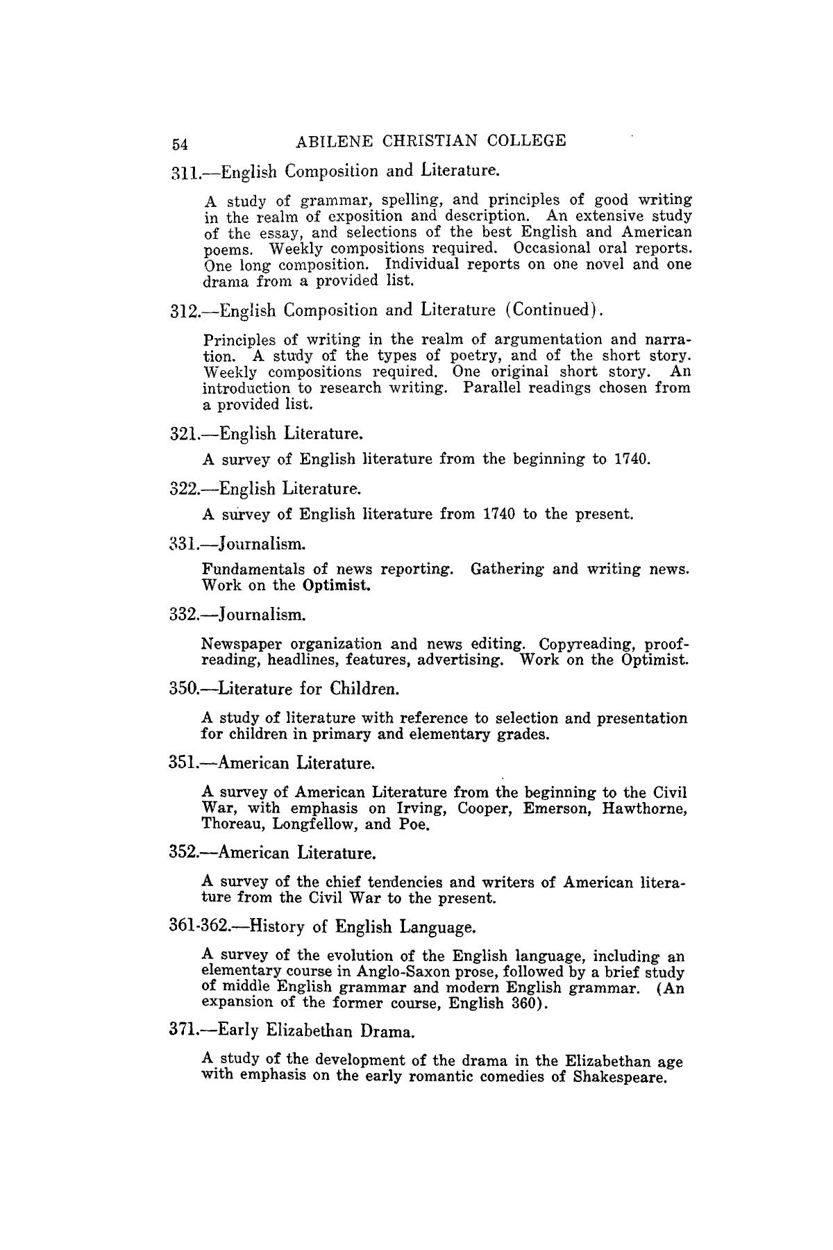 Catalog of Abilene Christian College, 1941-1942
                                                
                                                    54
                                                