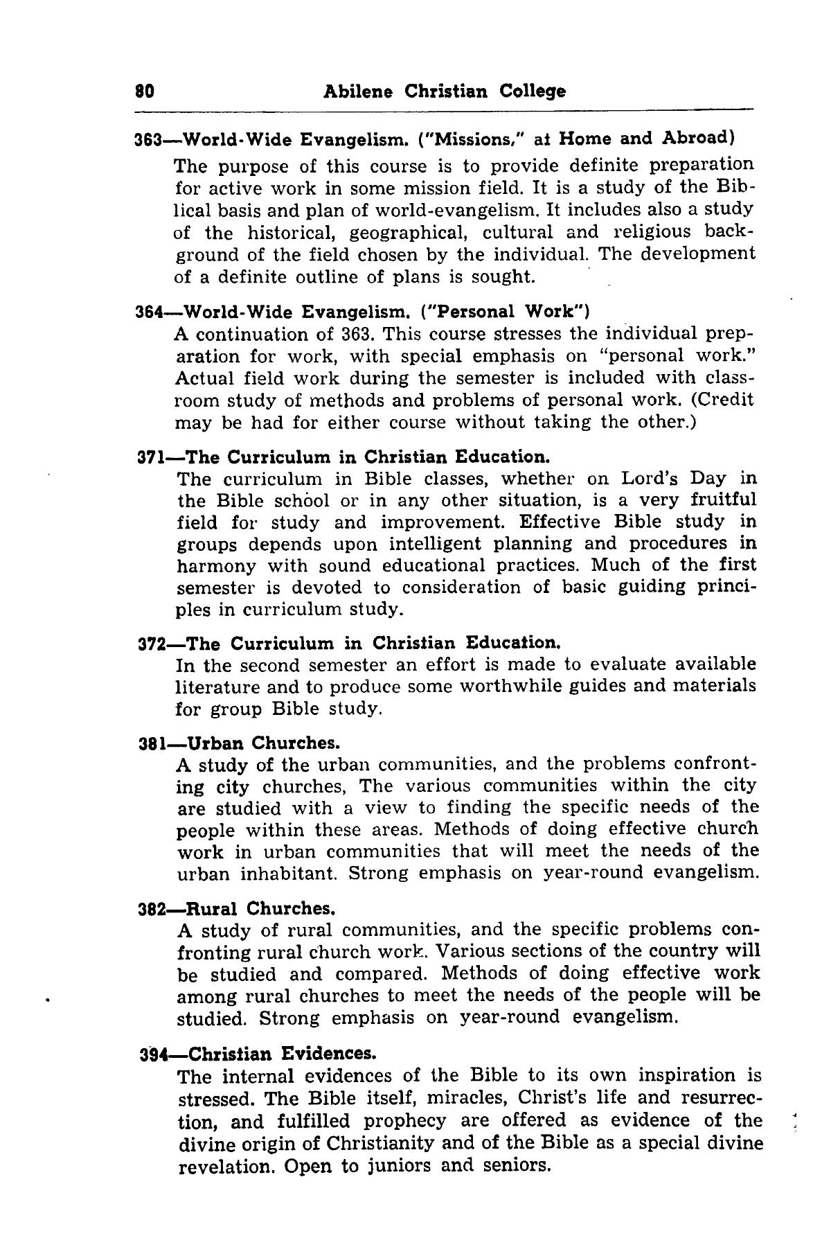 Catalog of Abilene Christian College, 1951-1952
                                                
                                                    80
                                                