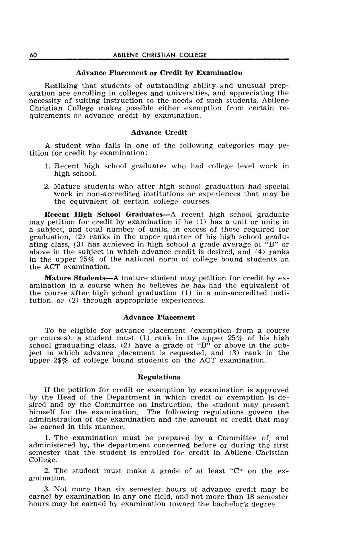Catalog of Abilene Christian College, 1962-1963
                                                
                                                    60
                                                