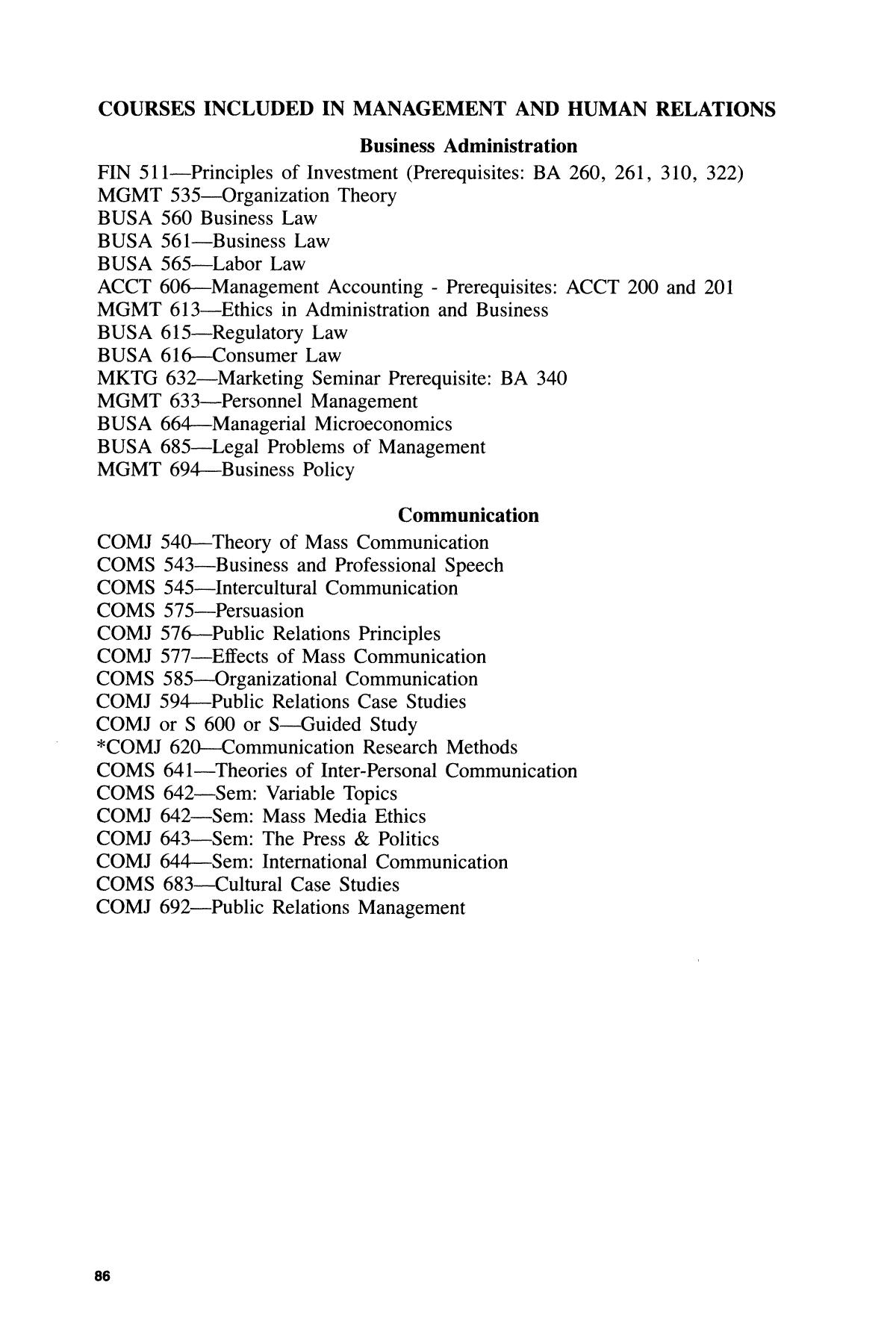 Catalog of Abilene Christian University, 1985-1987
                                                
                                                    86
                                                