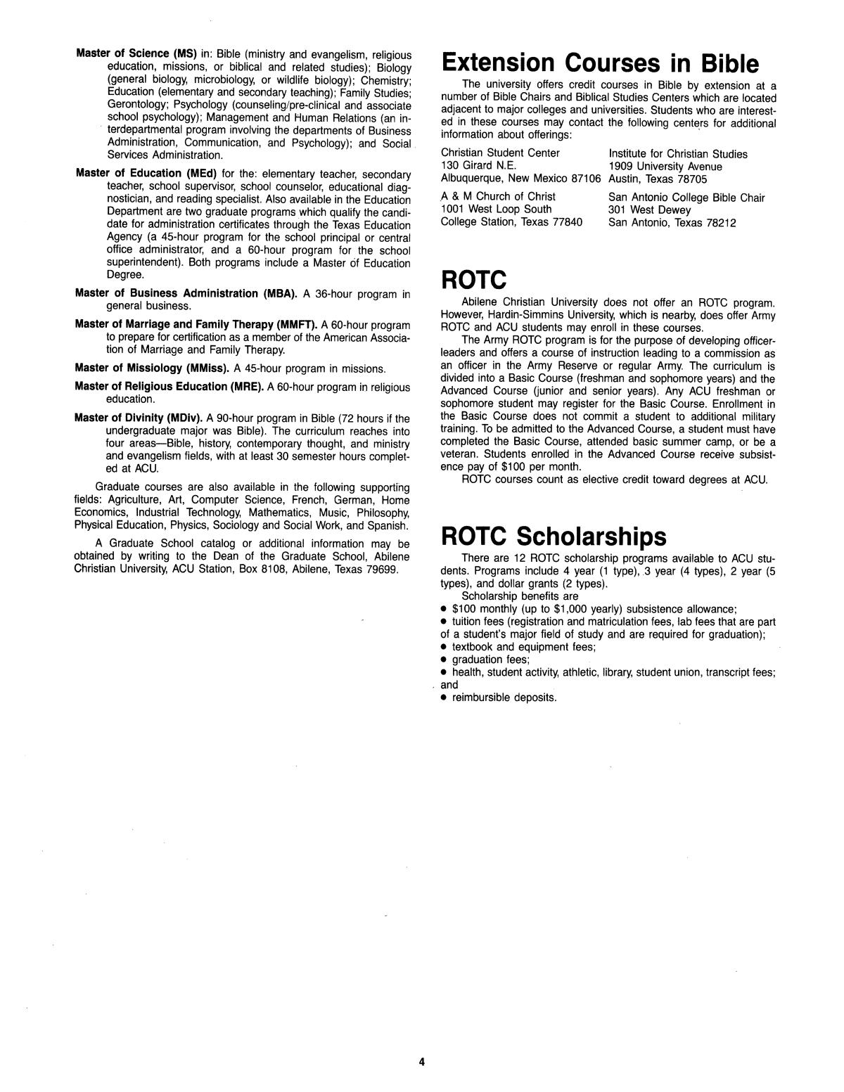 Catalog of Abilene Christian University, 1985-1986
                                                
                                                    4
                                                