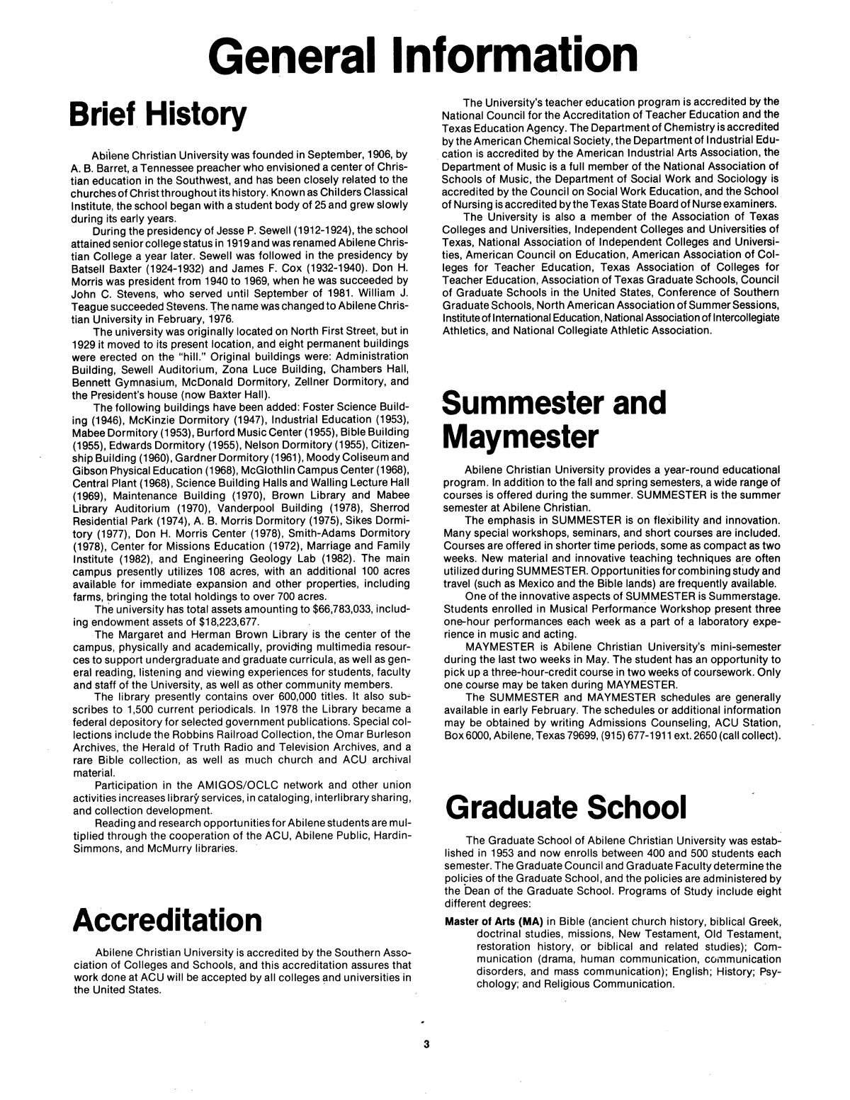 Catalog of Abilene Christian University, 1983-1984
                                                
                                                    3
                                                