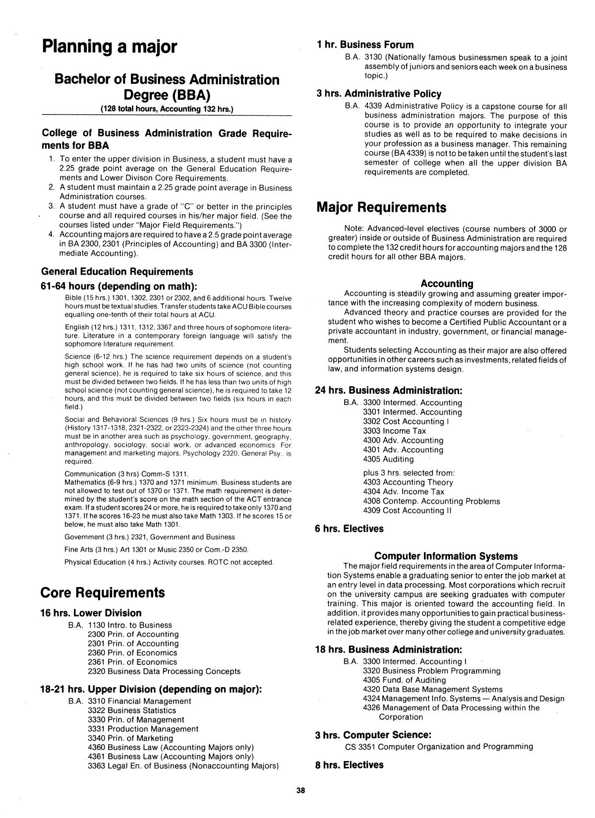 Catalog of Abilene Christian University, 1982-1983
                                                
                                                    38
                                                