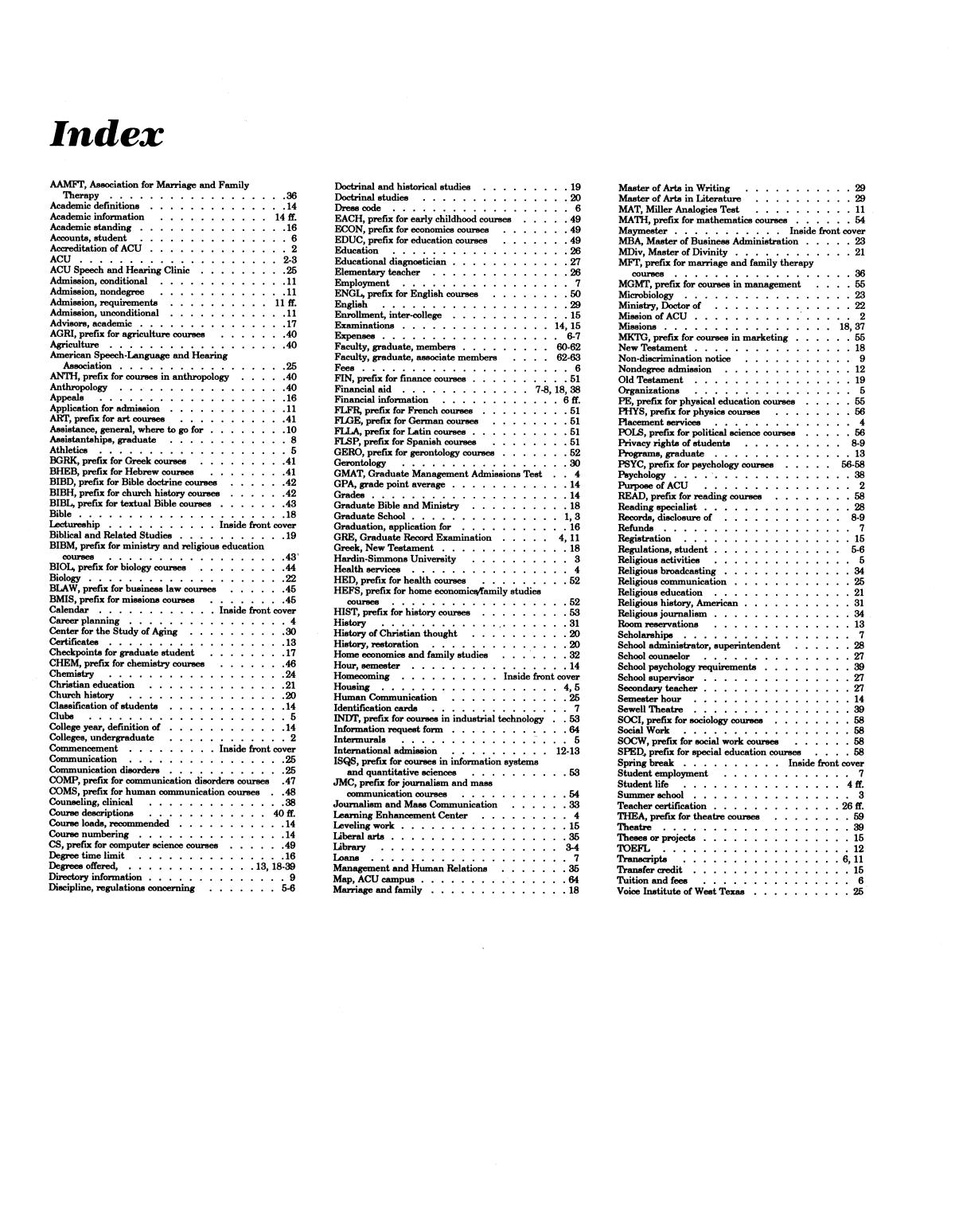 Catalog of Abilene Christian University, 1990-1991
                                                
                                                    Back Inside
                                                