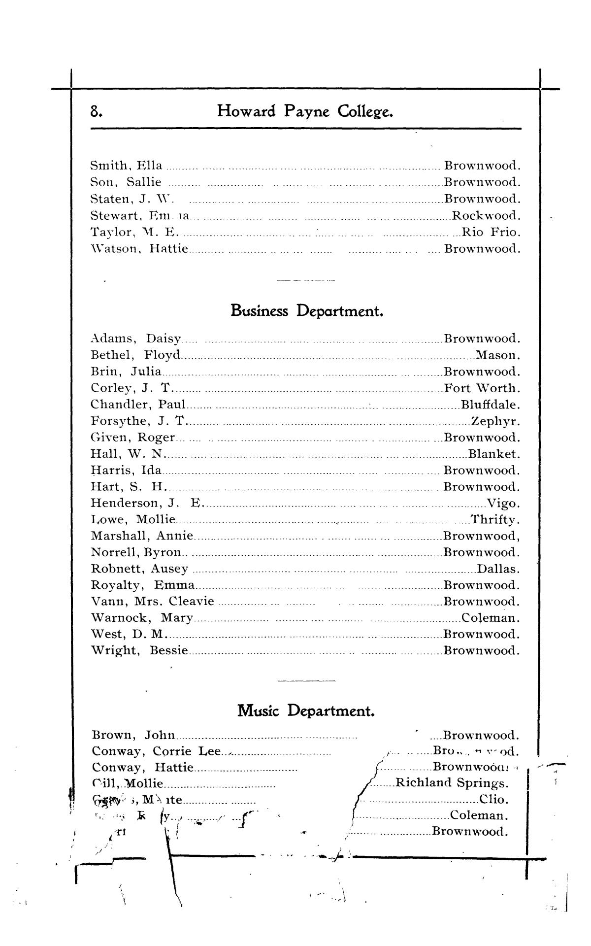 Catalogue of Howard Payne College, 1897-1898
                                                
                                                    8
                                                