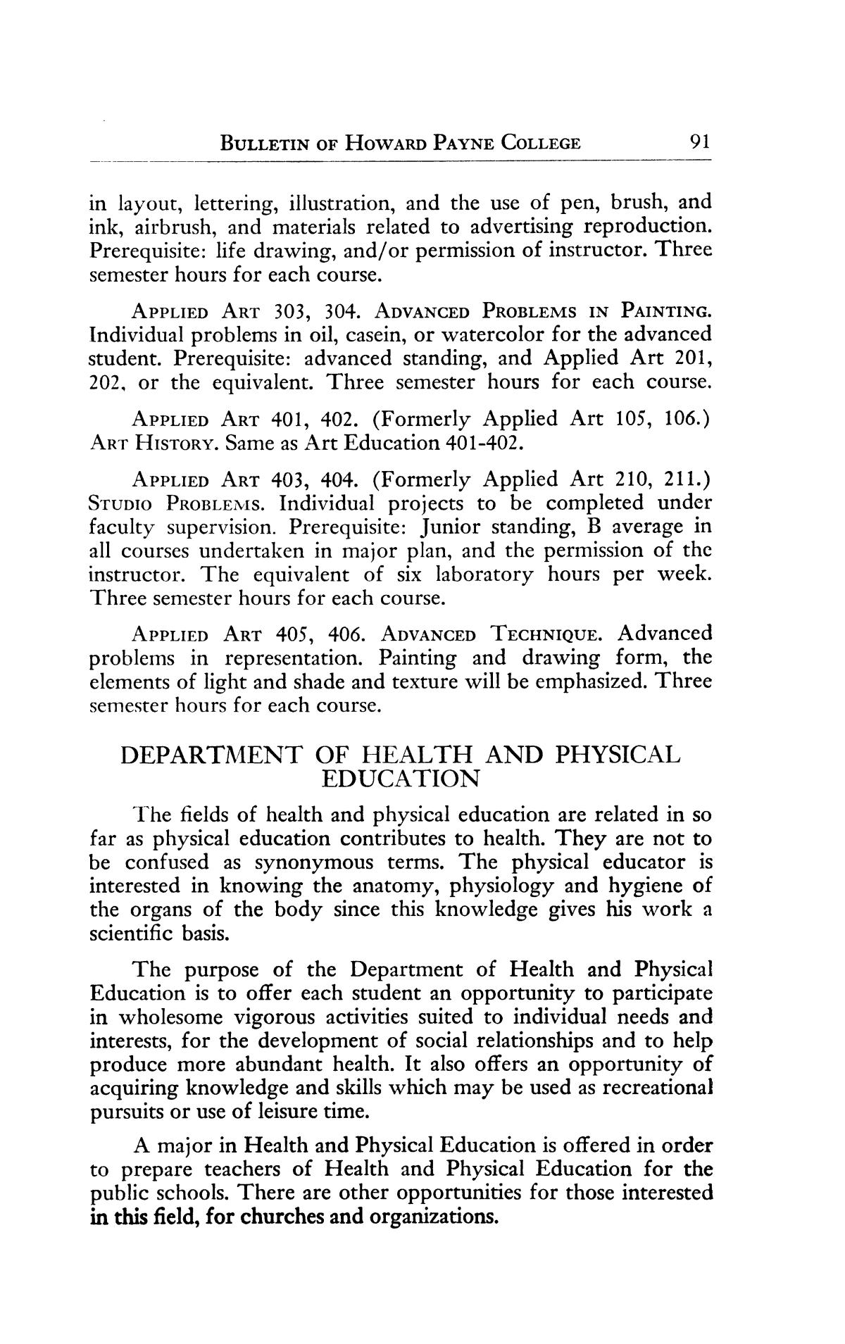 Catalog of Howard Payne College, 1954-1955
                                                
                                                    91
                                                