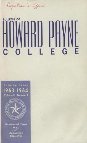 Primary view of object titled 'Catalog of Howard Payne College, 1962-1963'.