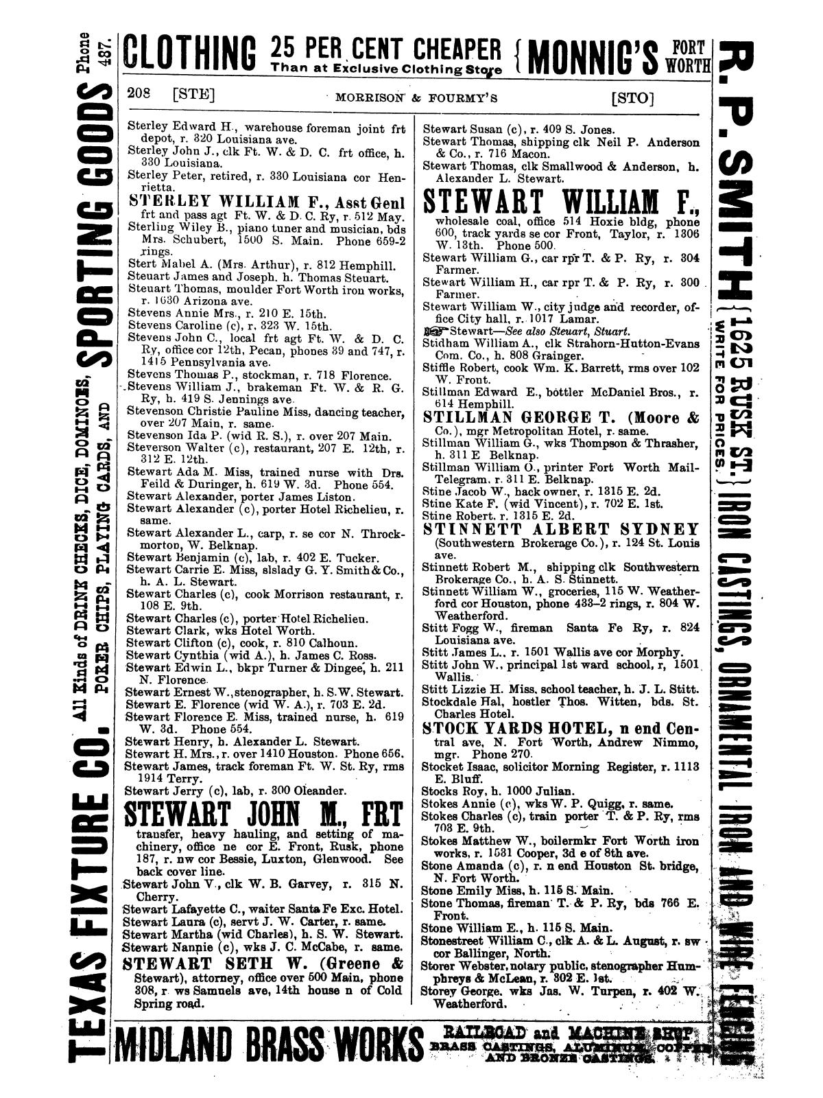 Morrison & Fourmy's General Directory of the City of Fort Worth 1899-1900.
                                                
                                                    208
                                                