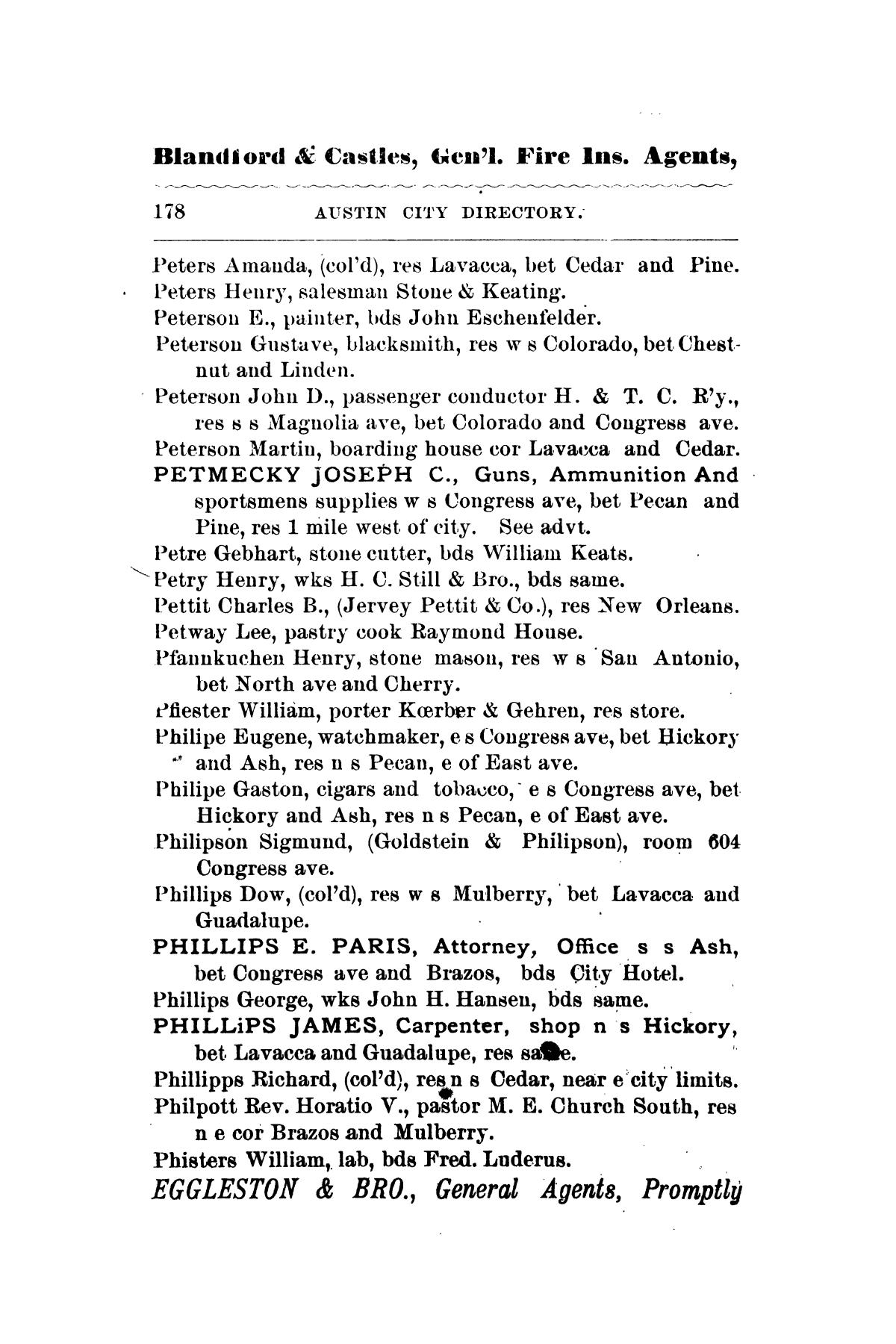 Mooney & Morrison's General Directory Of The City Of Austin, Texas, For 1877-78.
                                                
                                                    178
                                                