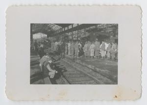 Primary view of object titled '[Crowd at Station]'.