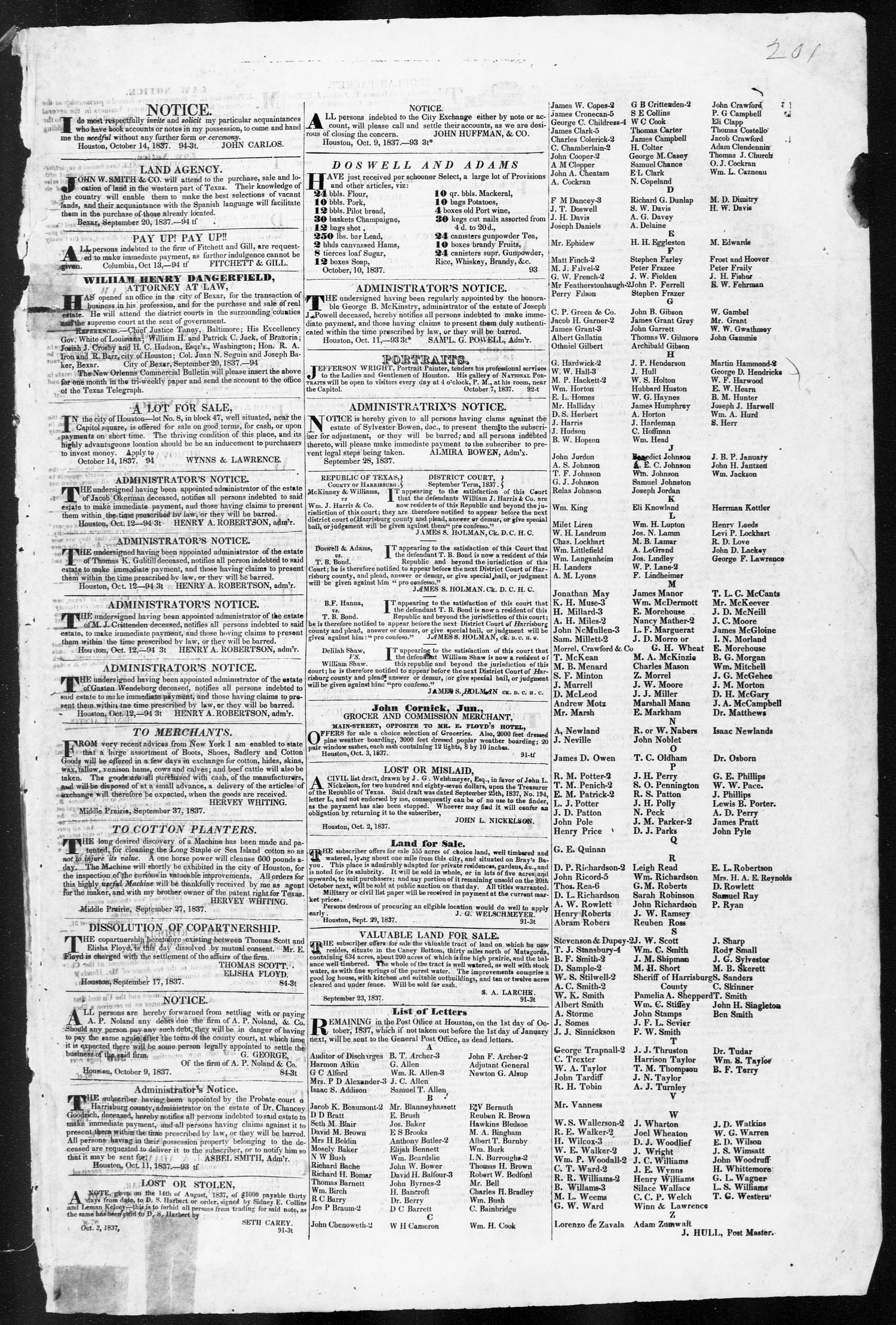 Telegraph and Texas Register (Houston, Tex.), Vol. 2, No. 42, Ed. 1, Saturday, October 14, 1837
                                                
                                                    [Sequence #]: 3 of 4
                                                