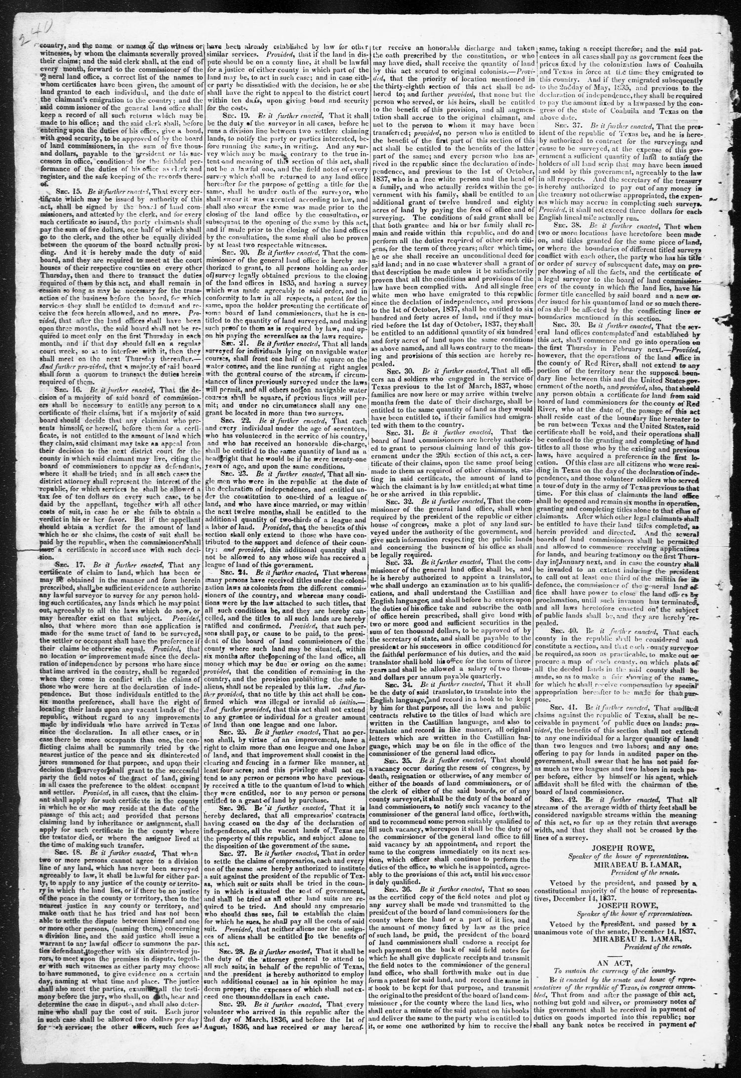 Telegraph and Texas Register (Houston, Tex.), Vol. 3, No. 1, Ed. 1, Saturday, December 16, 1837
                                                
                                                    [Sequence #]: 2 of 4
                                                